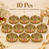Brass Sindoor Kum Kum Box, Bharani Gifts Dots And Stripes Design Kumkum Box For Special Occasions.