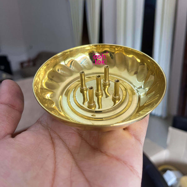 Agarbatti Bowl Brass, Incense Holder, Incense Burner Stick Stand, Ash Catcher (Dia 4 Inches)