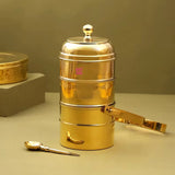 Brass Tiffin Box, 3 Tier Set Tiffin With spoon,  Travelling Tiffin, Lunch Box, Storage Box.