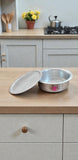 Commercial biryani handi with lid and flat bottom, durable cookware for hotels, restaurants and caterers.