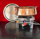 Copper biryani handi with tin-coated interior and steel lid, designed for hotels, restaurants and caterers.
