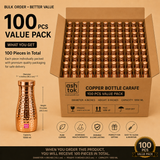 Copper Bottle Carafe 1000 ml Capacity, 4 Inch Diameter x 8 Inch Height - 100 Pieces Value Pack, Pure Copper Water Bottle Carafes for Return Gifts, Wedding Favors, Hotels, Corporate Gifts and Wholesale