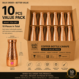 Ashtok Copper Bottle Carafe 1000 ml 10 PCS Value Pack with individually packed pure copper bottles for bulk gifting, corporate gifts, return gifts, and wholesale orders.