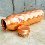 Pure copper drinking water bottle with threaded leakproof cap, 1000ml capacity for daily hydration and wellness.