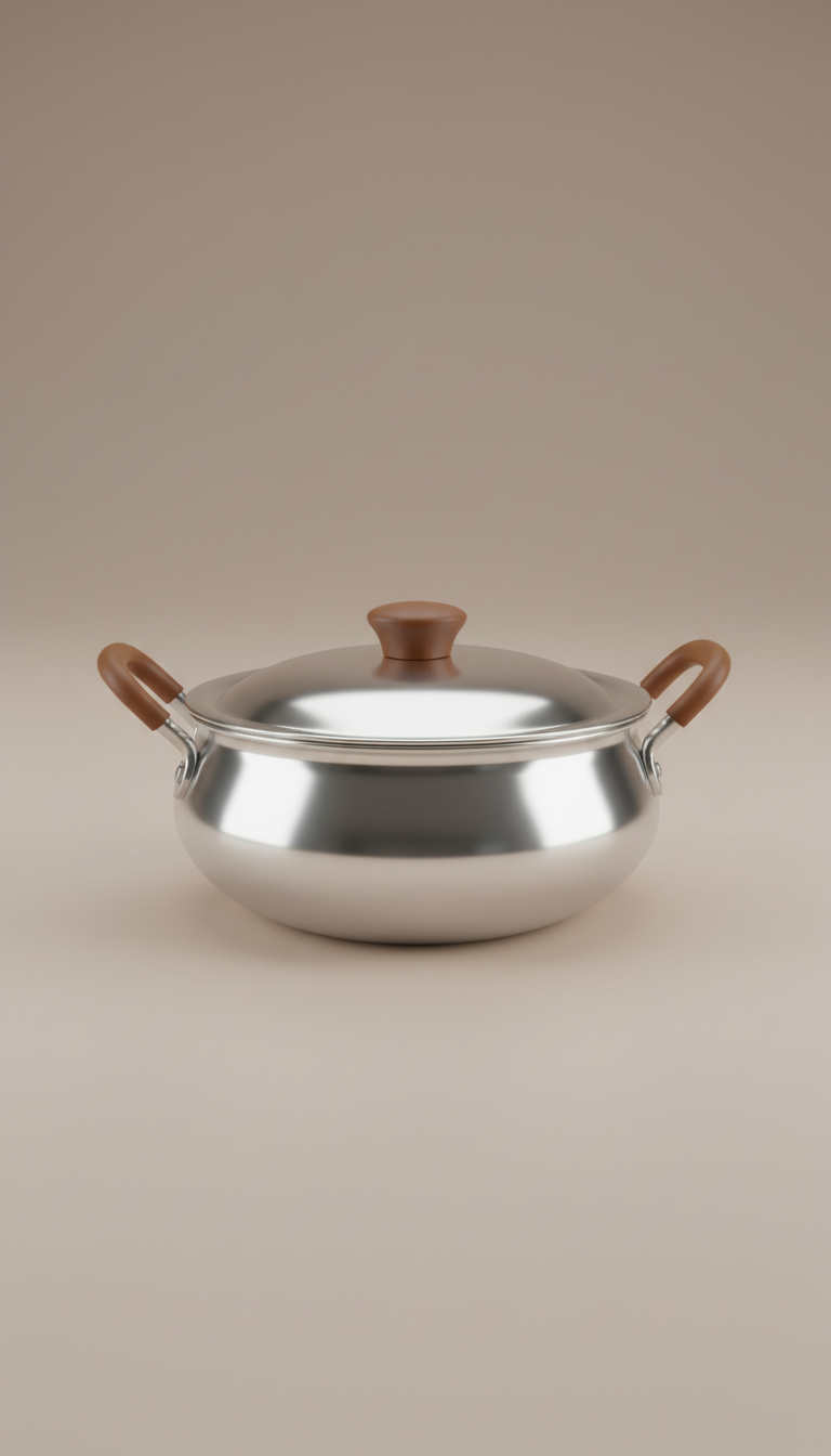 Aluminum Handi With Masala Brown Handles