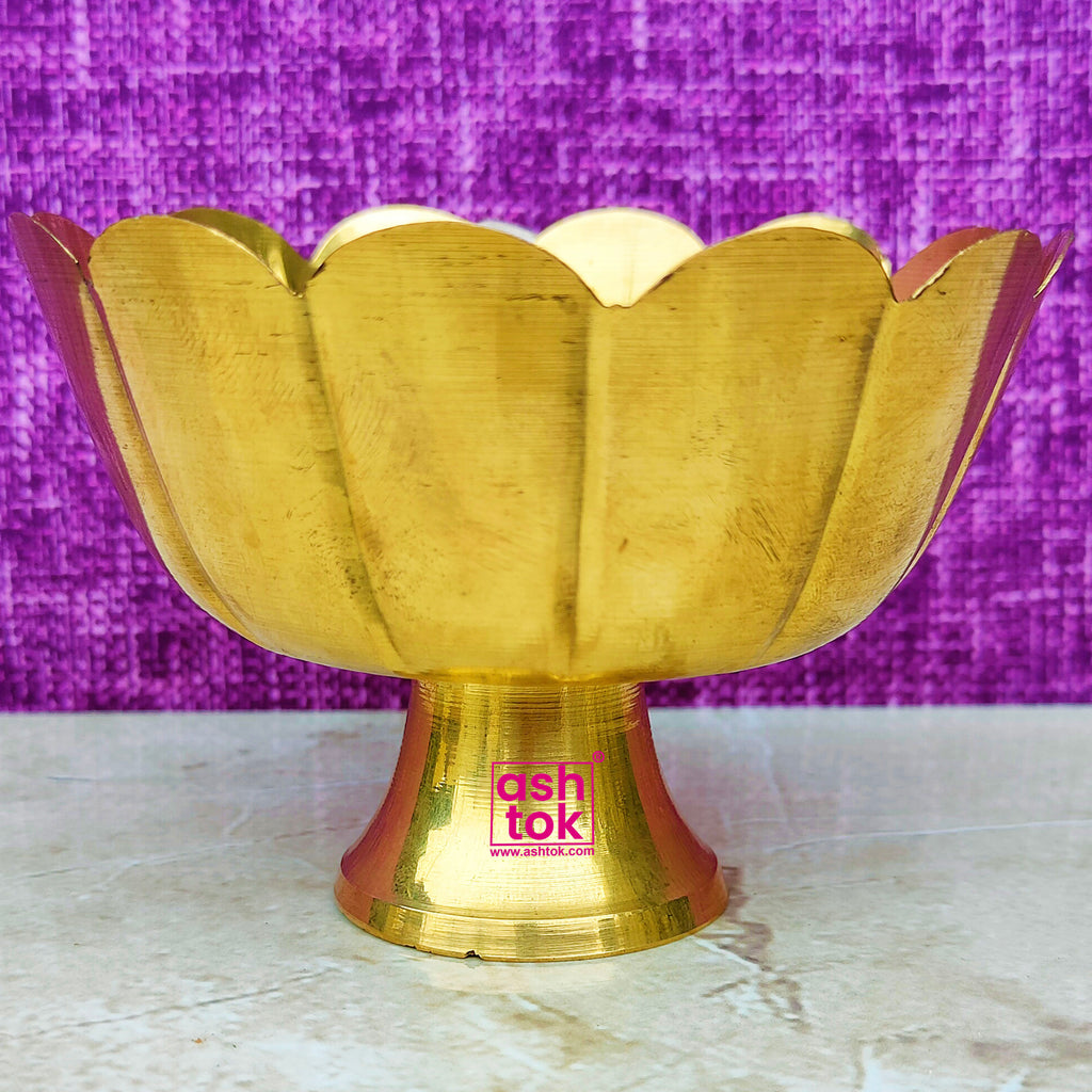Decorative brass flower bowl made in India, perfect return gift for marriage, engagement and pooja functions