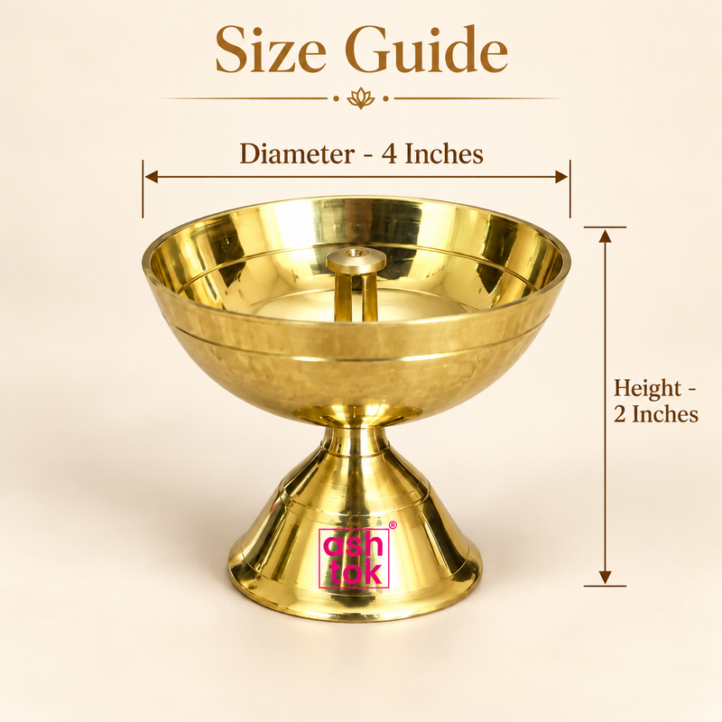 Brass Piyali oil lamp 4 inch, alternate view