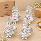 German Silver Diya, Puja Deepam, Oil Lamp Diameter 4.5 Inches