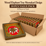 Wood Elephant Tray Meenakari Design 5" x 7" | Handcrafted Decorative Serving & Return Gift Tray
