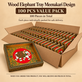 Wood Elephant Tray Meenakari Design 5" x 7" | Handcrafted Decorative Serving & Return Gift Tray