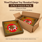 Wood Elephant Tray Meenakari Design 5" x 7" | Handcrafted Decorative Serving & Return Gift Tray
