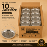 German Silver Decorative Basket Tray with Handle 9 Inch Diameter x 1.2 Inch Height - 10 Pieces Value Pack, Premium German Silver Basket Trays for Return Gifts, Wedding Favors, Corporate Gifts, Home Decor and Wholesale