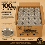 German Silver Decorative Basket Tray with Handle 9 Inch Diameter x 1.2 Inch Height - 100 Pieces Value Pack, Premium German Silver Basket Trays for Return Gifts, Wedding Favors, Corporate Gifts, Hotels and Wholesale