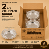 German Silver Decorative Serving Tray 5 Inch Diameter x 1.5 Inch Height - 2 Pieces Value Pack, Premium German Silver Serving Trays for Return Gifts, Wedding Gifts, Festive Gifting, Home Decor and Corporate Gifts