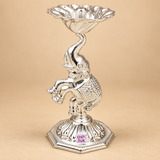 German Silver Elephant puja Diya, Decorative Diya, Oil Lamp Height - 4.5 Inches