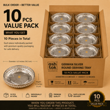 German Silver Round Serving Tray 6.5 Inch Diameter x 1.2 Inch Height - 10 Pieces Value Pack, Premium German Silver Serving Trays for Return Gifts, Wedding Favors, Corporate Gifts, Home Decor and Wholesale