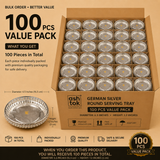 German Silver Round Serving Tray 6.5 Inch Diameter x 1.2 Inch Height - 100 Pieces Value Pack, Premium German Silver Serving Trays for Return Gifts, Wedding Favors, Corporate Gifts, Hotels and Wholesale