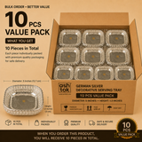 German Silver Square Decorative Serving Tray 5 Inch Diameter x 1.2 Inch Height - 10 Pieces Value Pack, Premium German Silver Serving Trays for Return Gifts, Wedding Favors, Corporate Gifts, Home Decor and Wholesale