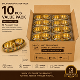 Gift Tray Bowls Brass and Copper Gift Set 10 Pieces Value Pack, 8 x 4.5 x 1.5 Inch Decorative Serving Tray with 2 Bowls for Return Gifts, Wedding Favors, Corporate Gifting and Wholesale
