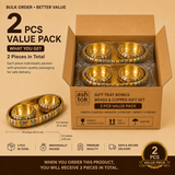 Gift Tray Bowls Brass and Copper Gift Set 2 Pieces Value Pack, 8 x 4.5 x 1.5 Inch Decorative Tray with 2 Bowls for Return Gifts, Wedding Gifts, Corporate Gifting and Home Decor