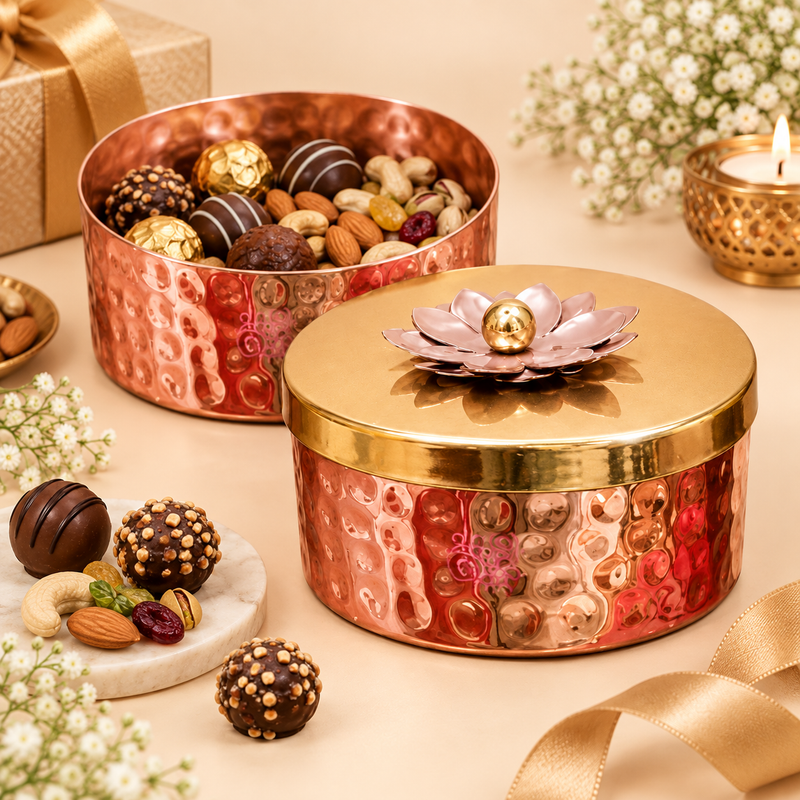 Gift Box, Golden Metal Box, Chocolate Box, Gift for house warming ceremony