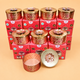 "Premium golden metal gift box for festive occasions, corporate gifting, dry fruits, cookies, and chocolates."