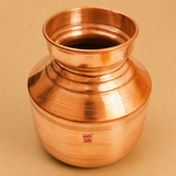 Open-top traditional Gujarati copper water pot with a polished finish on a beige studio background, ideal for storing drinking water, Ayurvedic wellness, pooja rituals, and everyday home use.