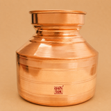Traditional Gujarati copper water pot with a polished finish on a beige studio background, ideal for storing drinking water, Ayurvedic wellness, pooja rituals, and everyday home use.