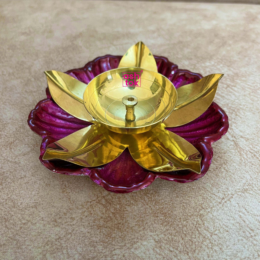 The Diya Brass Diya for Puja, Diwali diya Traditional Oil Lamp Diya, Multicolou ...