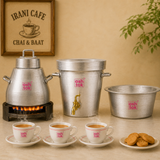 Irani Chai Set, Aluminum Chai Set, Canteen ware. Handa, Samawar and Patila
