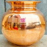 Large copper water matka and ghada, traditional storage pot for healthy hydration, gifting and daily use.