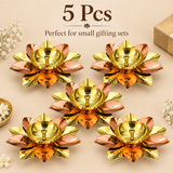 Lotus Diya Brass and Copper, Akhand Diya, Oil Lamp (Dia 4 Inches)