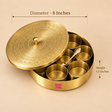Brass Masala Box handcrafted, Spice Container with 7 Compartments, Gift Item.