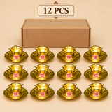 Brass Manikyal Diya With Plate, Handmade Puja Diya
