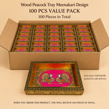 Wood Peacock Tray 5" x 7" Meenakari Design |  Handcrafted Wooden Decorative & Serving Tray