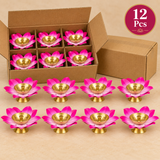 Brass Kamal Diya, Pink Colour Akhand Diya, Decorative Diwali Diya