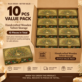 10 pieces value pack of Peacock Design Decorative Storage Box presented in bulk packaging, ideal for wedding return gifts, festive gifting, family functions, celebrations and small event gifting orders.