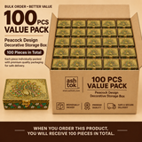 100 pieces value pack of Peacock Design Decorative Storage Box shown packed for a bulk order, suitable for weddings, return gifts, festive events, corporate gifting and large quantity gifting requirements.