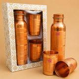 Copper bottle and Two Water Drinking Glasses, Copper Drinkware, Copper Bottle