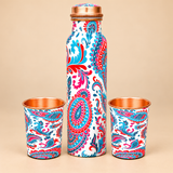 Printed Copper Bottle with Glass Set – Premium Drinkware Gift Set