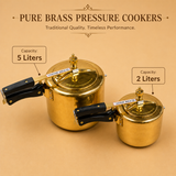 Pure Brass Pressure Cooker Set with 2 Liter and 5 Liter Capacity for Healthy Cooking by Ashtok