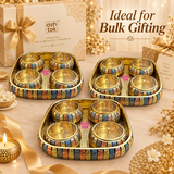 Gift Bowls Tray, Brass Gift item, Dry Fruit Tray with 4 Boxes, Ideal for tableware
