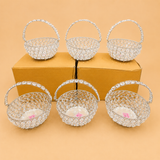 "Decorative silver crystal basket with sparkling crystal accents for home décor, return gifts, and festive celebrations."