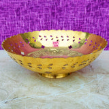 Traditional brass fruit serving bowl, handcrafted gift item for housewarming, festive gifting and home decoration.