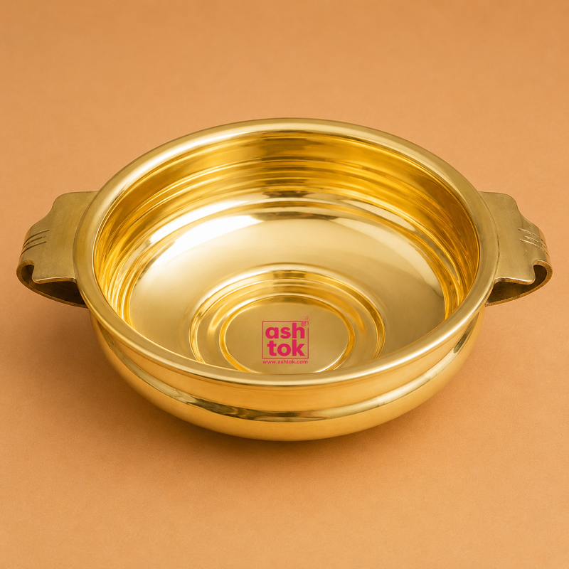 Traditional brass urli bowl with 5 inch diameter, ideal for floating flowers, candles and home decoration.