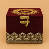 Handcrafted Velvet Wood Box 4x4x4 Premium Wooden Storage Box for Jewelry, Dry Fruits, Wedding Return Gifts, Home Décor, Festive Gifting and Keepsakes