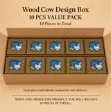 10 pieces value pack image of the Wood Cow Design Box showing a neatly presented gifting set suitable for festive gifting, return gifts, and small bulk purchases. The image emphasizes that the order includes 10 pieces in total and showcases the premium handcrafted decorative box with ornate detailing and traditional cow design artwork.