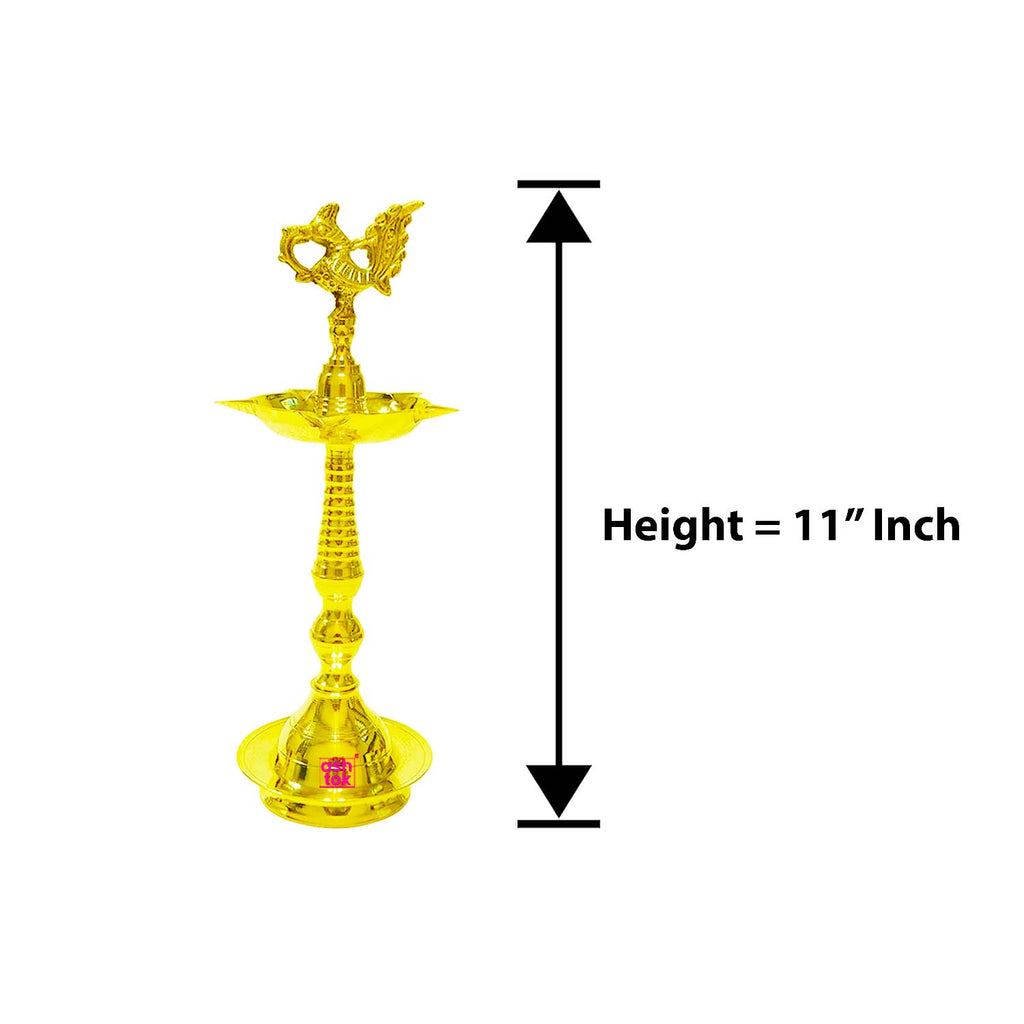 Handcrafted brass peacock deepam set of 2 featuring a traditional antique design, perfect for festive decor and daily worship.