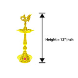 12" inch Premium brass peacock diya pair with elegant antique finish, suitable for pooja, home decoration, and festive celebrations.