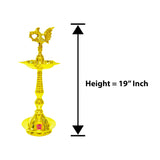 19" inch Antique brass peacock oil lamp set of 2 with intricate detailing, ideal for temples, prayer rooms, and decorative displays.